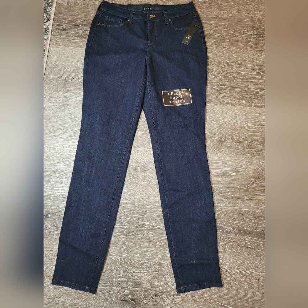 DASH Deluxe Super Stretch Dark Wash Straight Leg Jeans 8 New